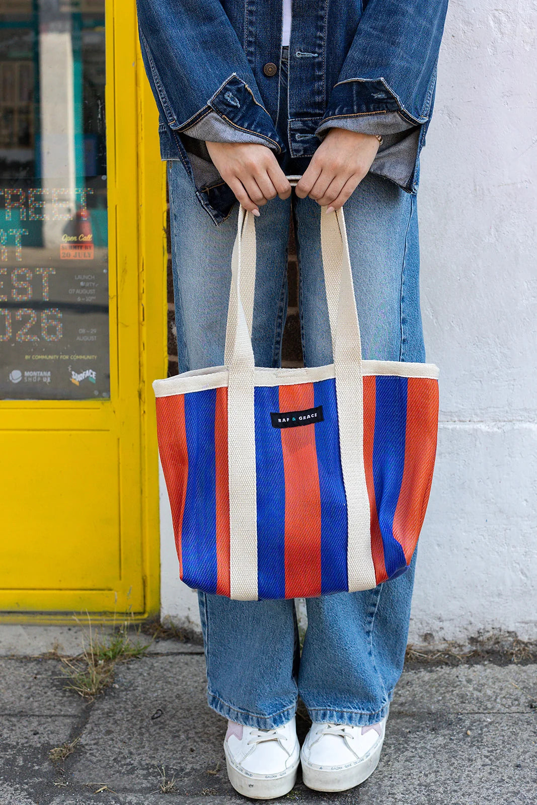 Mini Shopper Bag - Blue/Tomato Red