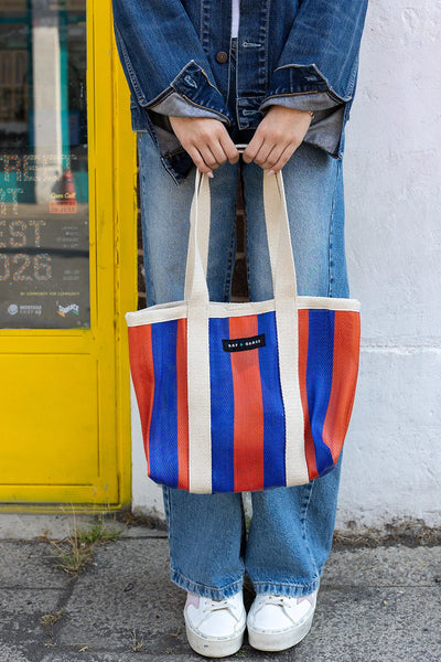 Mini Shopper Bag - Blue/Tomato Red