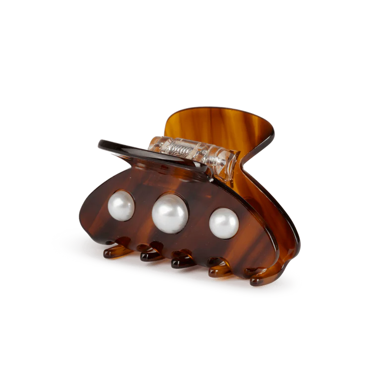 Ida Classic Pearly Mini Hair Grip - Golden Brown Pearls