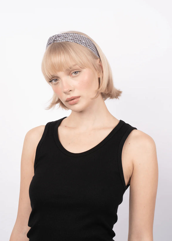 Checkered Hair Band - Black