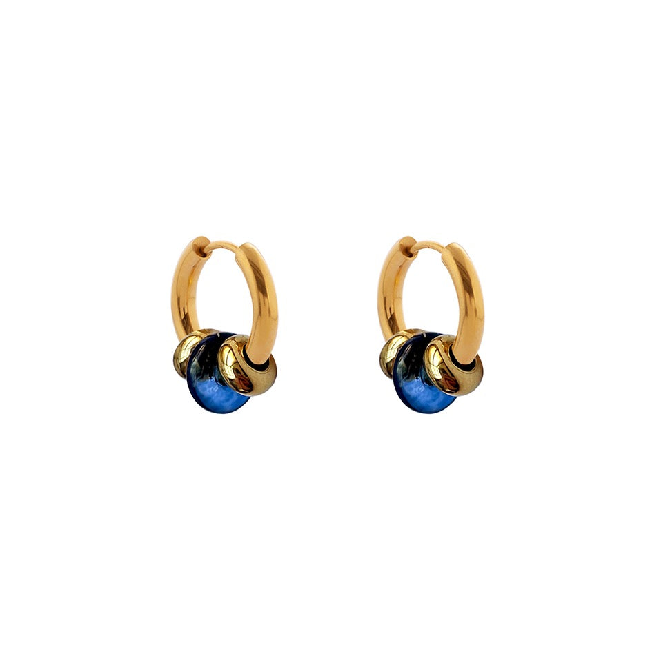 Buoy Earrings - Gold/Dark Blue