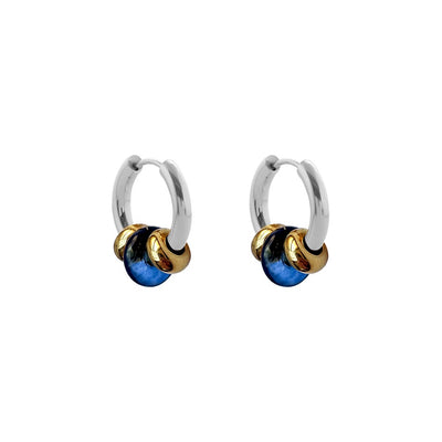 Buoy Earrings - Silver/Dark Blue