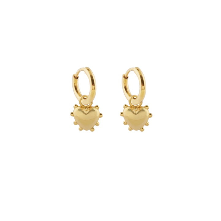 Mini Milagros Heart Earrings - Gold