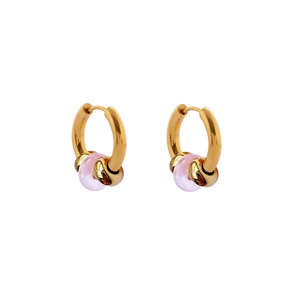 Buoy Earrings - Gold/Pink