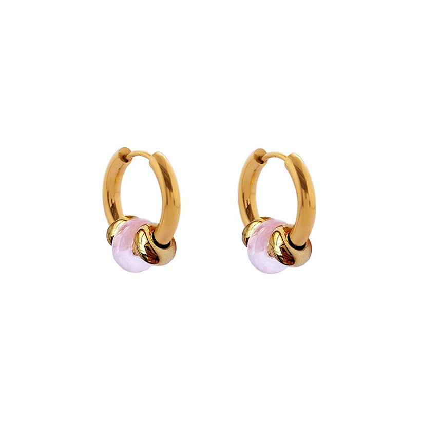 Buoy Earrings - Gold/Pink