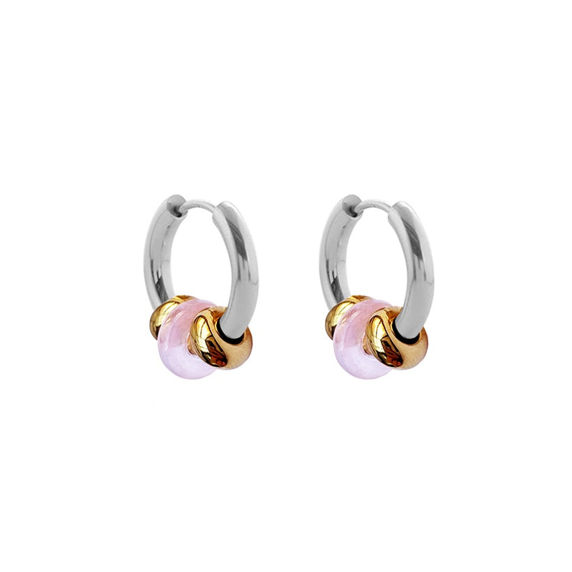 Buoy Earrings - Silver/Pink