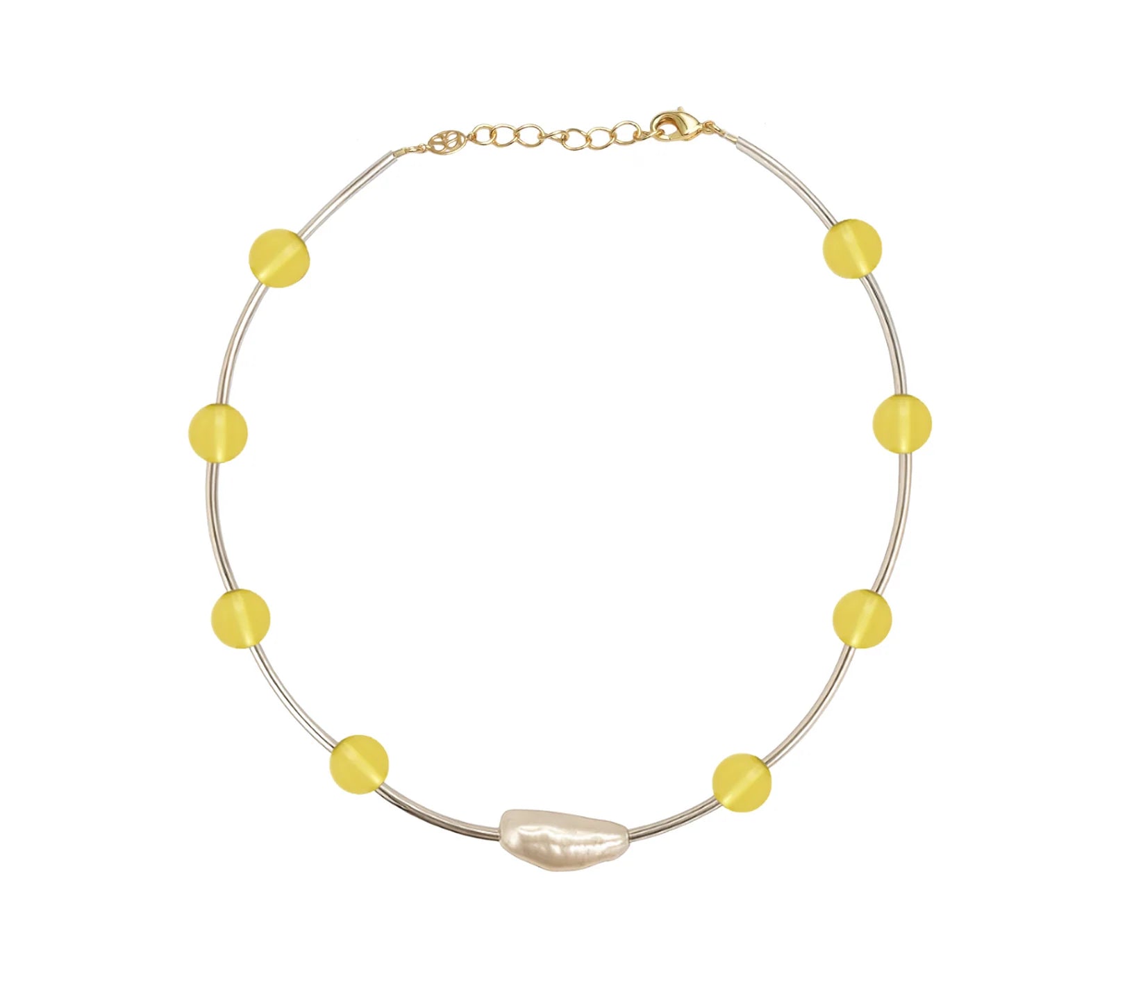 Silver Orbit Necklace - Citrine