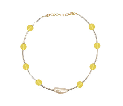 Silver Orbit Necklace - Citrine