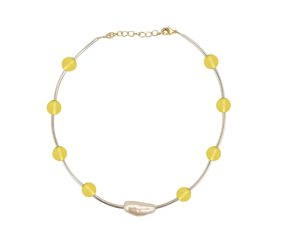 Silver Orbit Necklace - Citrine