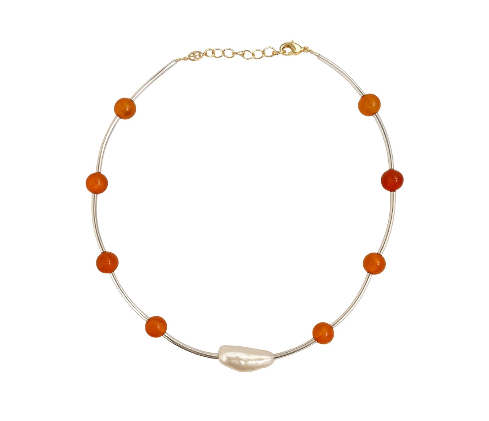 Silver Orbit Necklace - Orange