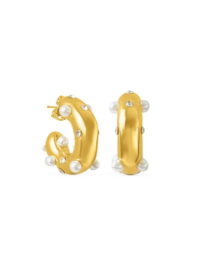 Dune Studded Hoops - Gold Plating