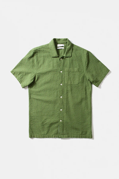 Seersucker Short Sleeve Shirt - Plain Khaki