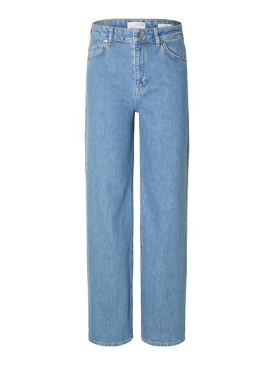 Eloise Erin HW Wide Mid Blue Jeans - Medium Blue Denim