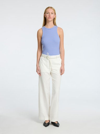Anna O-Neck Tank Top - Striped Cornflower Blue/Snow White Stripes