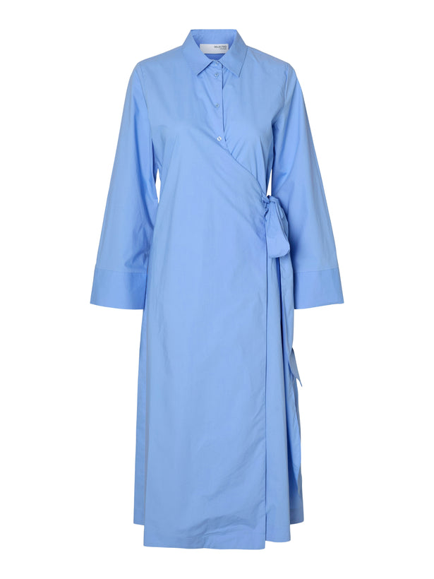 Aviana Midi Wrap Dress - Cornflower Blue