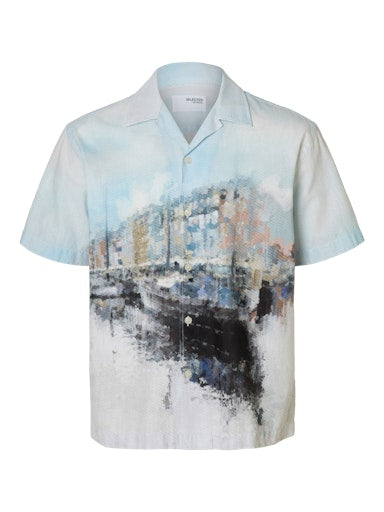 Relax Carl AOP Print Shirt - Cashmere Blue
