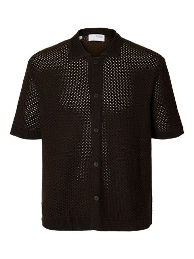 Ginger Knit Relaxed Polo - Black/ Demitasse Twist