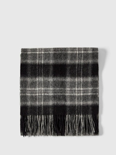 Tope Wool Scarf Tartan - Medium Grey Melange Tartan