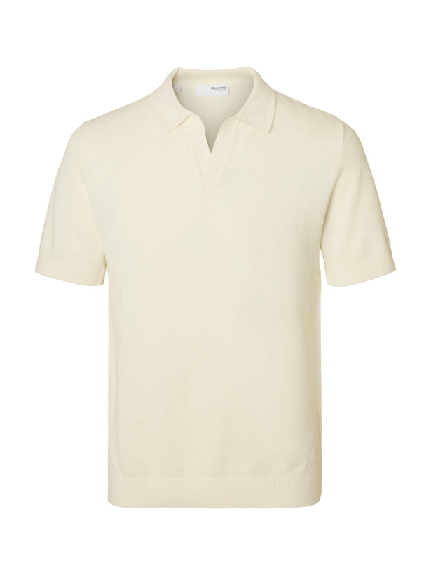 Colibri SS Knit Structure Open Polo - Egret