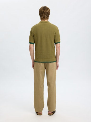 Colibri SS Knit Structure Open Polo - Dried Herb