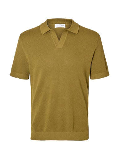 Colibri SS Knit Structure Open Polo - Dried Herb