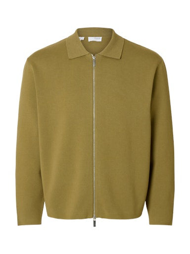 Mike Light Knit Full Zip Cardigan - Dried Herb