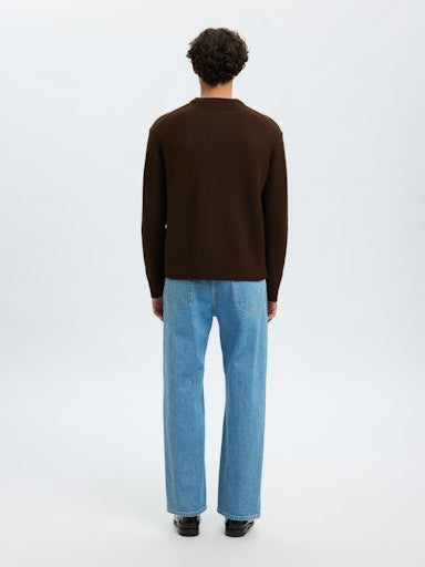 Arne LS Knit Relaxed Wool Crew Neck - Demitasse