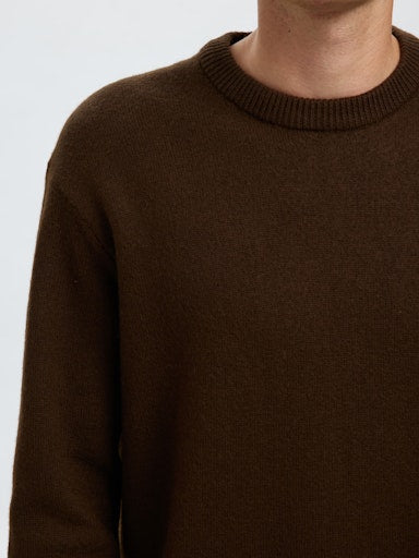 Arne LS Knit Relaxed Wool Crew Neck - Demitasse