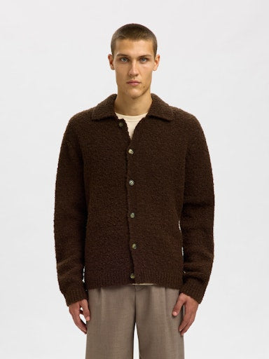 Loyd LS Knit Boucle Polo Cardigan - Demitasse