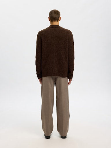 Loyd LS Knit Boucle Polo Cardigan - Demitasse