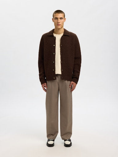 Loyd LS Knit Boucle Polo Cardigan - Demitasse