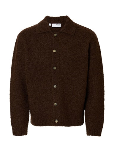 Loyd LS Knit Boucle Polo Cardigan - Demitasse
