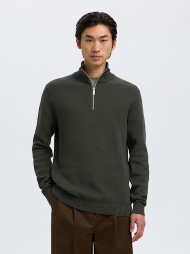 Dane Half Zip Knit Structure - Deep Forest