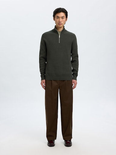 Dane Half Zip Knit Structure - Deep Forest