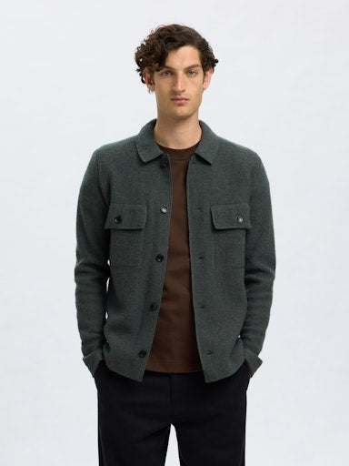 Nealy Knit Workwear Cardigan - Deep Forest