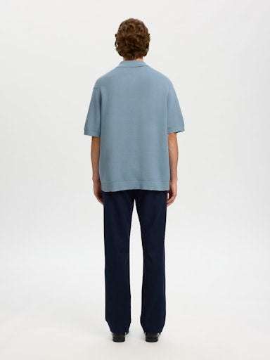 Dane SS Knit Relaxed Polo - Dusty Blue