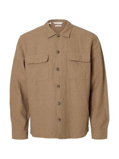 Leroy Linen Blend Overshirt - Caribou