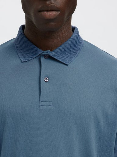 Fave Button SS Polo - Blue Mirage