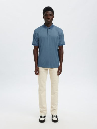 Fave Button SS Polo - Blue Mirage