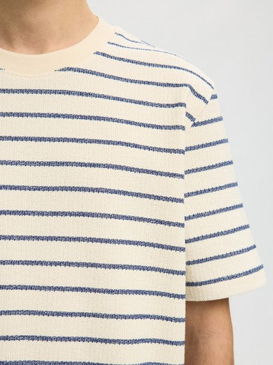 Django Stripe SS O-Neck Tee - Ocean Cavern/Birch