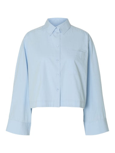 Astha Cropped Boxy Shirt - Cashmere Blue