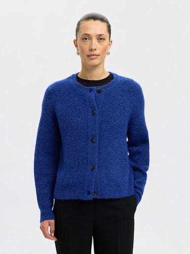 Lulu LS Knit Short Cardigan - Dazzling Blue Melange