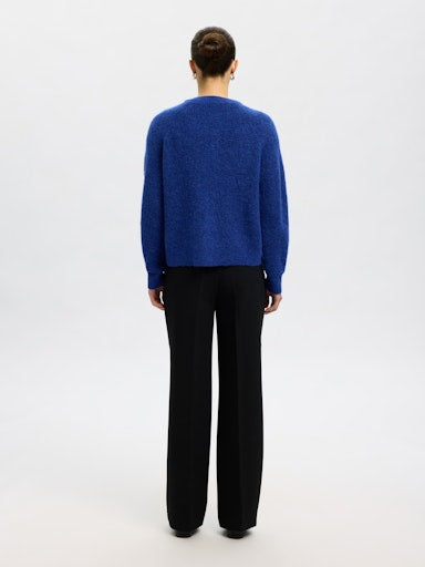 Lulu LS Knit Short Cardigan - Dazzling Blue Melange