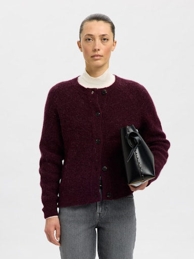 Lulu LS Knit Short Cardigan - Fig Melange