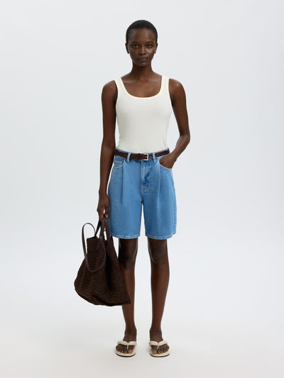 Wide Merle-Kori Denim Shorts - Light Blue Denim