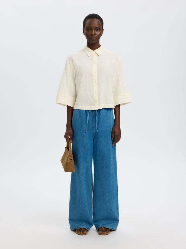 Finnie Relaxed 3/4 Sun Shirt - Egret