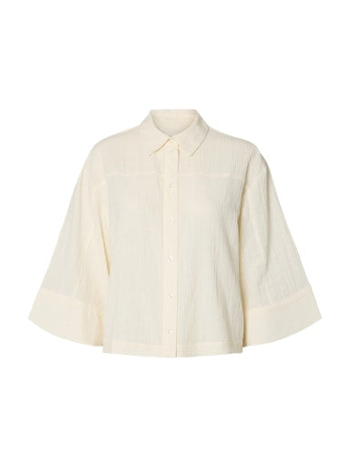 Finnie Relaxed 3/4 Sun Shirt - Egret