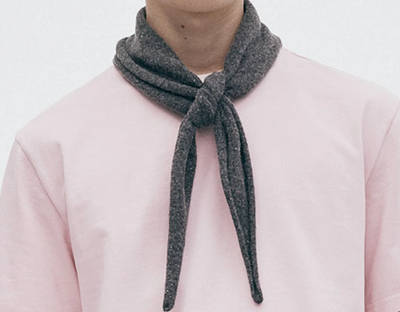 Wool and Silk Tie Scarf - Dark Grey Melange