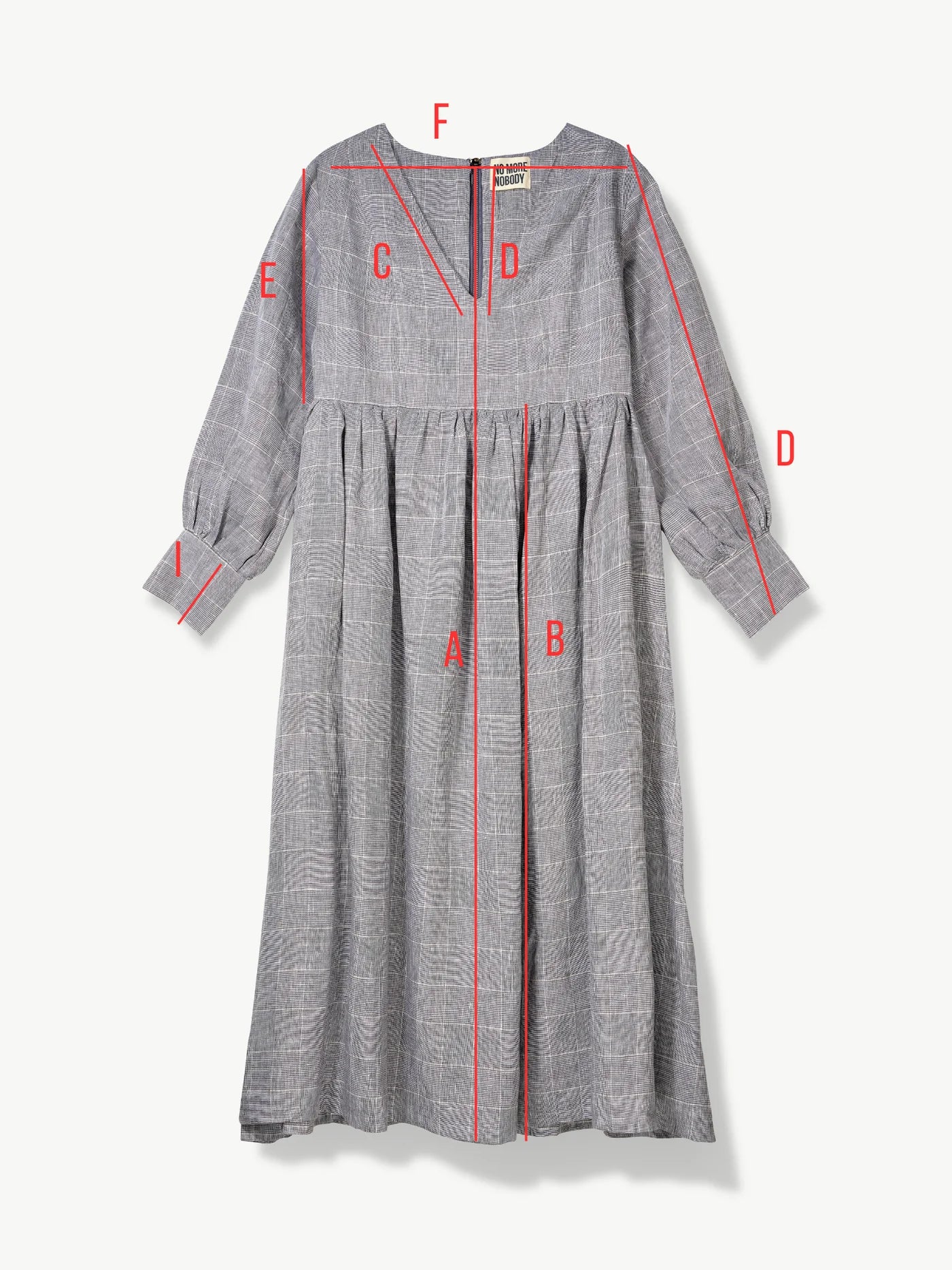 'NO MORE NOBODY' - Michelle Maxi Dress Organic Linen - Grey Check