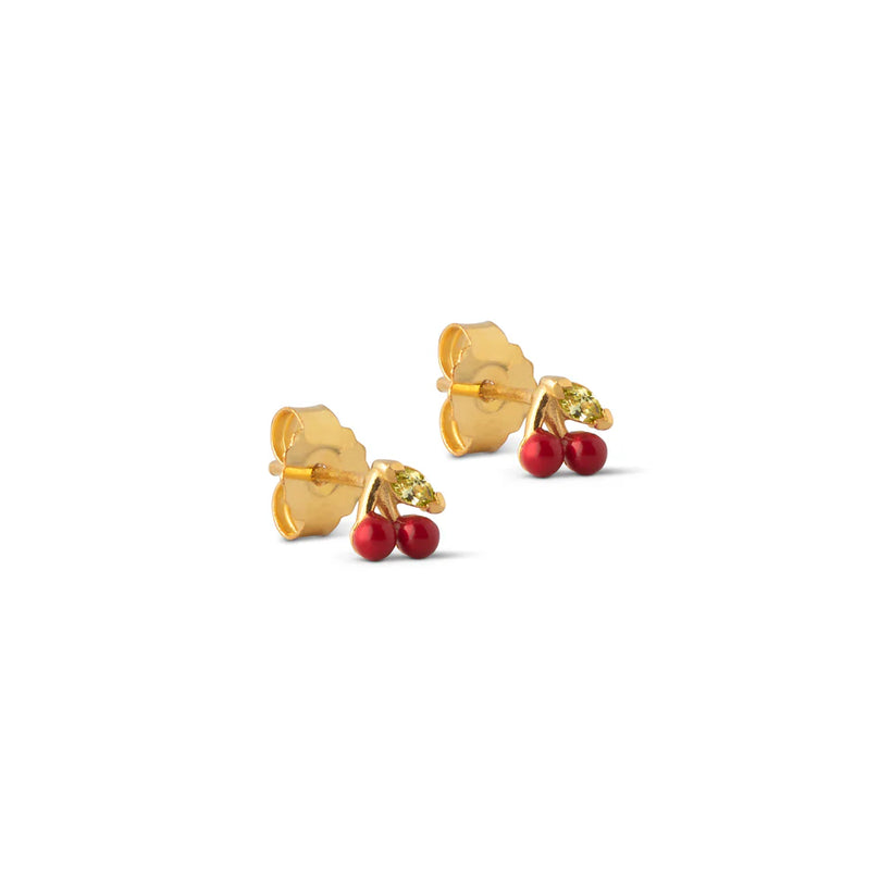 Cherry Studs - Gold/Red